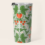 Whimsical Strawberry Vine and Floral Garden Pattern Travel Mug Gallery Image 3