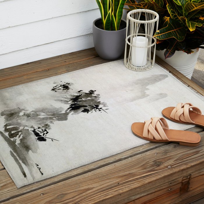 Sesshu Toyo Haboku - Sansui Landscape Outdoor Rug Gallery Image 2