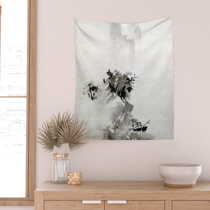 Sesshu Toyo Haboku - Sansui Landscape Wall Tapestry Gallery Image 2