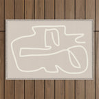 Abstract line art / Face/beige Outdoor Rug Gallery Image 1