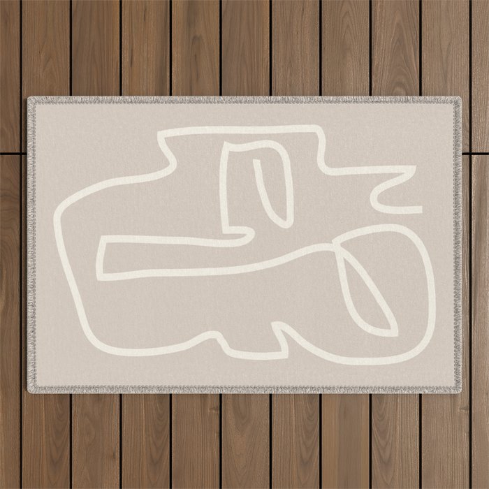 Abstract line art / Face/beige Outdoor Rug Gallery Image 1