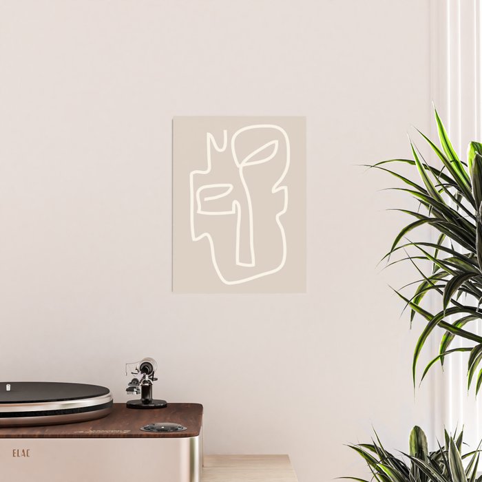Abstract line art / Face/beige Poster Gallery Image 2