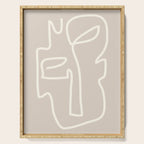 Abstract line art / Face/beige Serving Tray Gallery Image 1