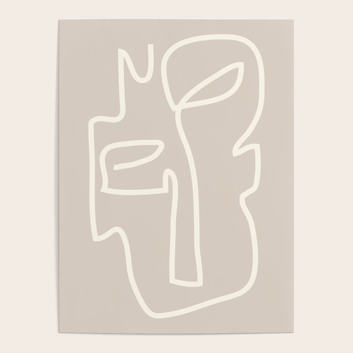 Abstract line art / Face/beige Poster Gallery Image 4