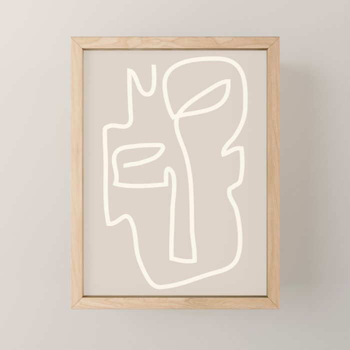 Abstract line art / Face/beige Mini Art Print Gallery Image 1