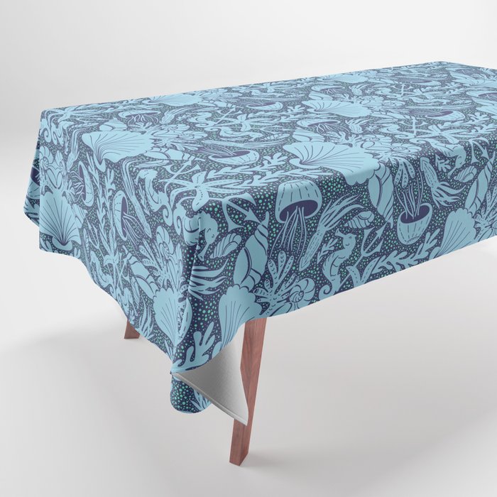 Neptune's joy dublex blue damask reworked Tablecloth Gallery Image 1