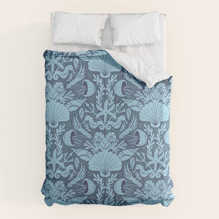 Neptune's joy dublex blue damask reworked Duvet Cover Gallery Image 6