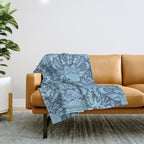Neptune's joy dublex blue damask reworked Throw Blanket Gallery Image 1