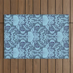 Neptune's joy dublex blue damask reworked Outdoor Rug Gallery Image 1