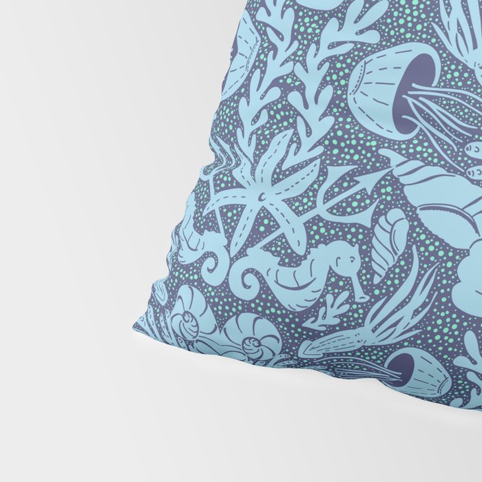 Neptune's joy dublex blue damask reworked Pillow Sham Gallery Image 4