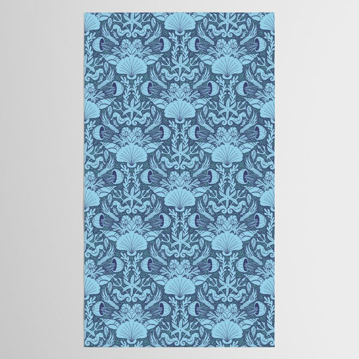 Neptune's joy dublex blue damask reworked Tablecloth Gallery Image 2