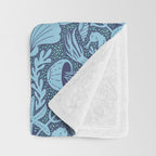Neptune's joy dublex blue damask reworked Throw Blanket Gallery Image 3