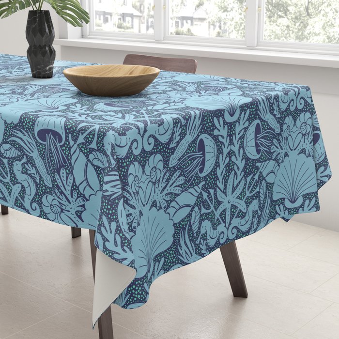 Neptune's joy dublex blue damask reworked Tablecloth Gallery Image 3