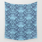 Neptune's joy dublex blue damask reworked Wall Tapestry Gallery Image 4