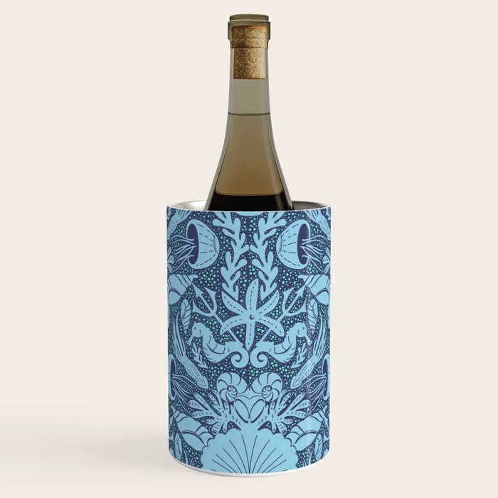 Neptune's joy dublex blue damask reworked Wine Chiller Gallery Image 1