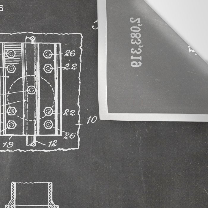 Fire Hydrant Patent - Fireman Fire House Art - Black Chalkboard Wall Tapestry Gallery Image 3