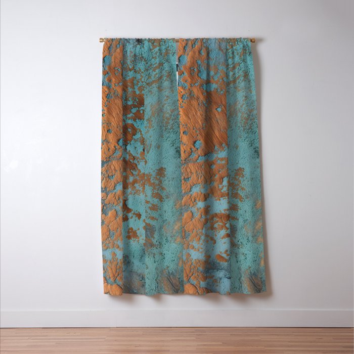 Tarnished in Teal and Copper Rust Window Curtain Gallery Image 3