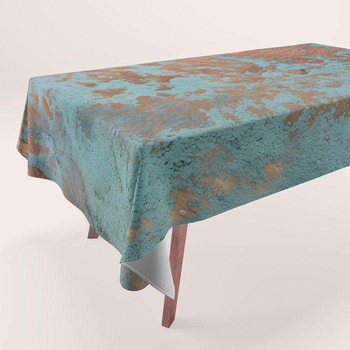 Tarnished in Teal and Copper Rust Tablecloth Gallery Image 1