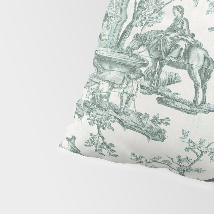 Vintage Green French Toile Landscape Pillow Sham Gallery Image 4