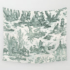Vintage Green French Toile Landscape Wall Tapestry Gallery Image 4