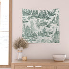 Vintage Green French Toile Landscape Wall Tapestry Gallery Image 2