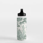 Vintage Green French Toile Landscape Water Bottle Gallery Image 3