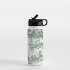 Vintage Green French Toile Landscape Water Bottle Gallery Image 1
