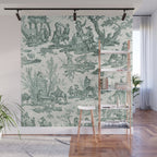Vintage Green French Toile Landscape Wall Mural Gallery Image 1