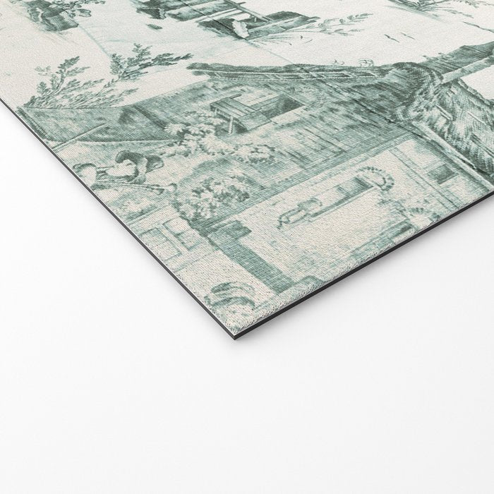 Vintage Green French Toile Landscape Welcome Mat Gallery Image 2