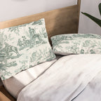 Vintage Green French Toile Landscape Pillow Sham Gallery Image 2