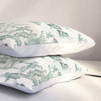 Vintage Green French Toile Landscape Pillow Sham Gallery Image 3