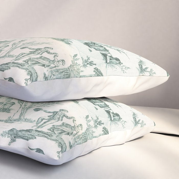 Vintage Green French Toile Landscape Pillow Sham Gallery Image 3