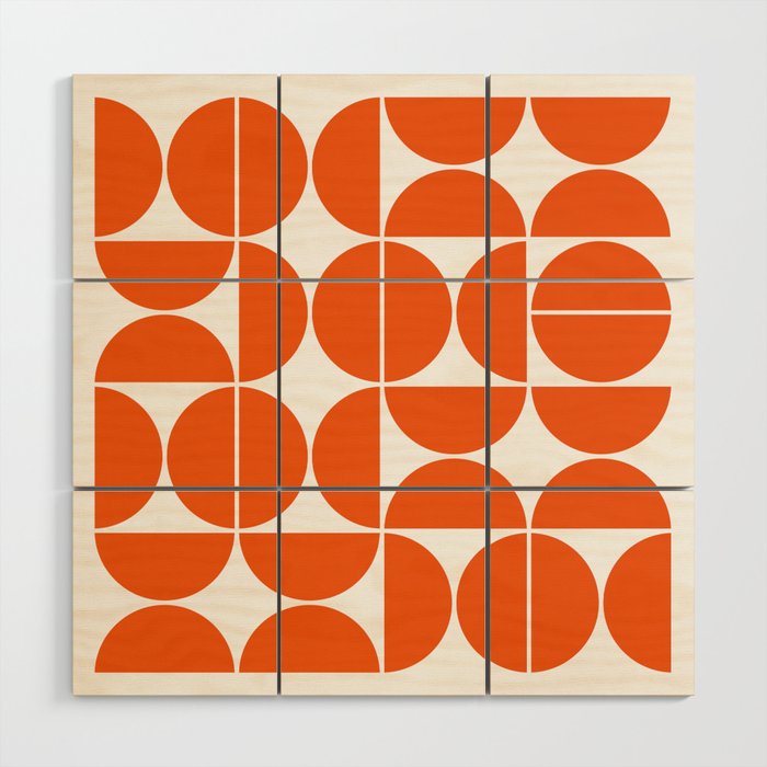 Mid Century Modern Geometric 04 Orange Wood Wall Art Gallery Image 1