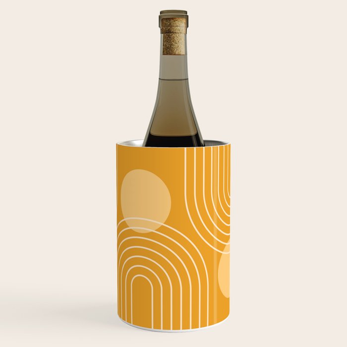 Mid Century Modern Geometric 118 in Yellow Gold Shades (Rainbow and Sun Abstraction) Wine Chiller Gallery Image 3