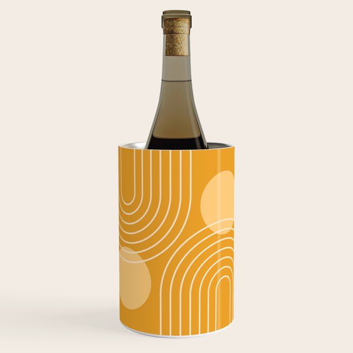 Mid Century Modern Geometric 118 in Yellow Gold Shades (Rainbow and Sun Abstraction) Wine Chiller Gallery Image 1