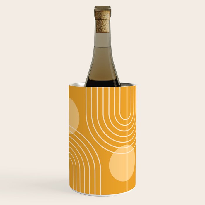 Mid Century Modern Geometric 118 in Yellow Gold Shades (Rainbow and Sun Abstraction) Wine Chiller Gallery Image 2