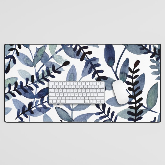 Watercolor branches - indigo Desk Mat Gallery Image 1
