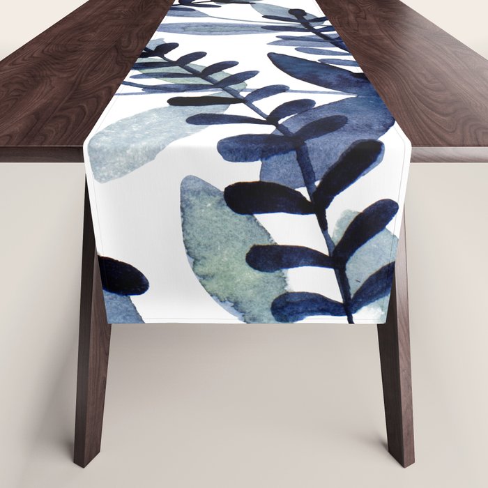 Watercolor branches - indigo Table Runner Gallery Image 1