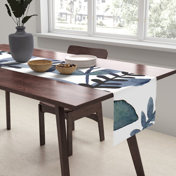 Watercolor branches - indigo Table Runner Gallery Image 2