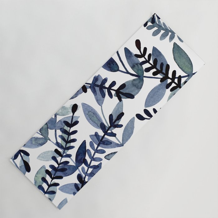 Watercolor branches - indigo Yoga Mat Gallery Image 1