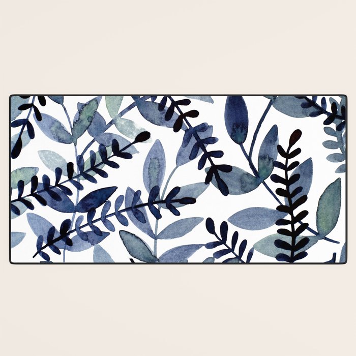 Watercolor branches - indigo Desk Mat Gallery Image 3