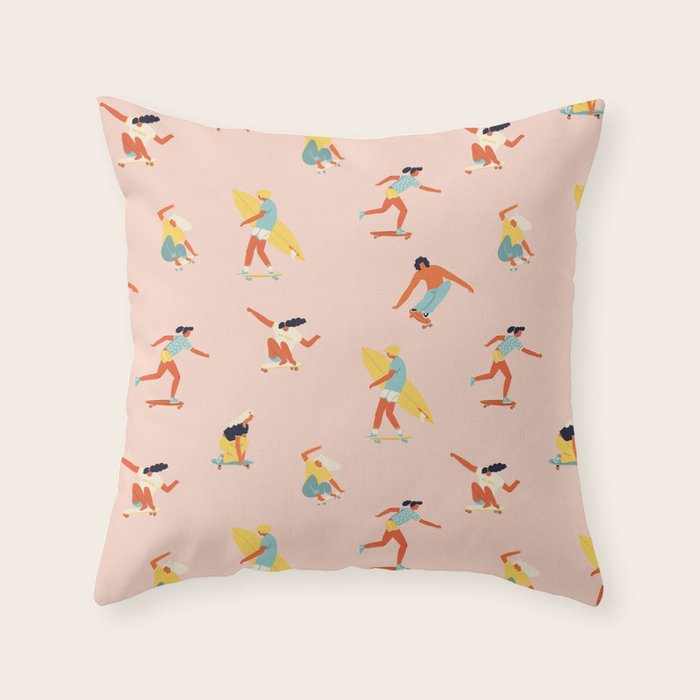 Skateboarding in the 70s Throw Pillow Gallery Image 6