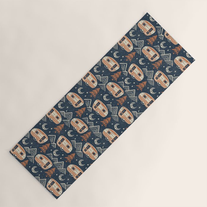 Little Camper - midnight and copper  Yoga Mat Gallery Image 1