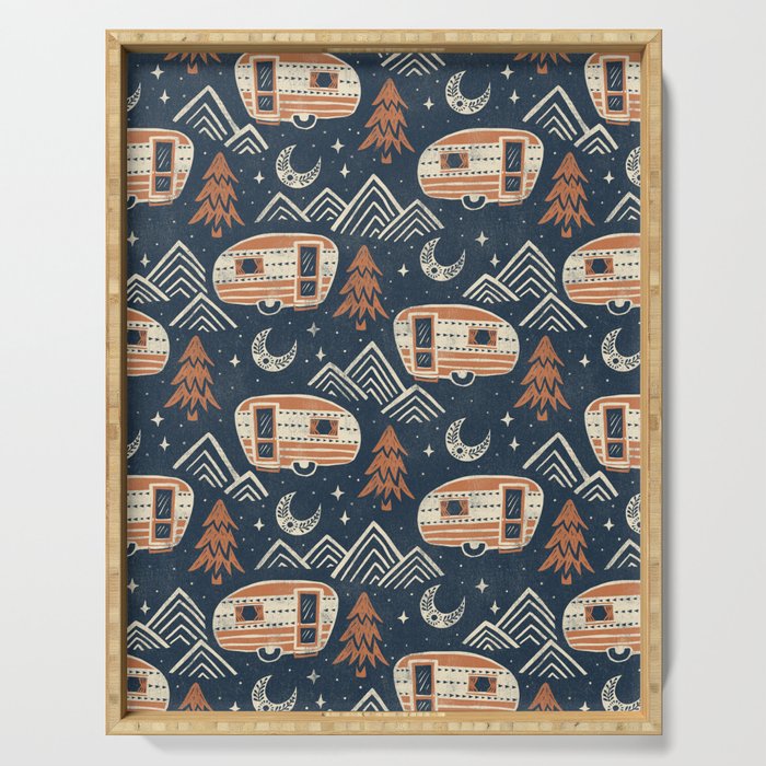 Little Camper - midnight and copper  Serving Tray Gallery Image 1