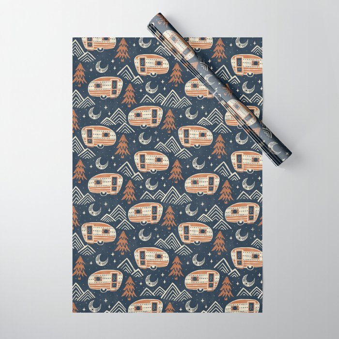 Little Camper - midnight and copper  Wrapping Paper Gallery Image 1