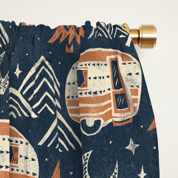 Little Camper - midnight and copper  Window Curtain Gallery Image 2