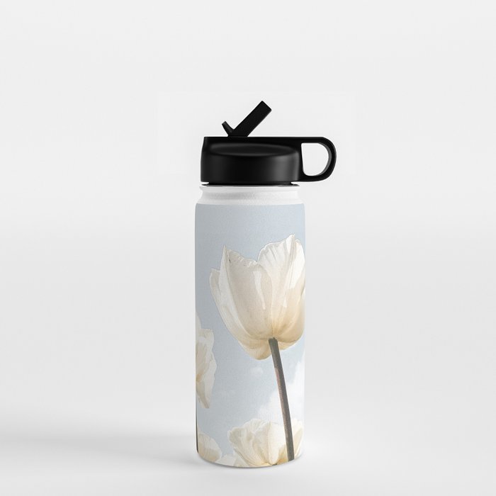 White Tulips In Spring In Holland Photo | Dutch Flowers Art Print |  Europe Travel Photography Water Bottle Gallery Image 1