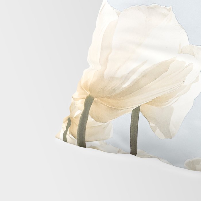 White Tulips In Spring In Holland Photo | Dutch Flowers Art Print |  Europe Travel Photography Pillow Sham Gallery Image 4