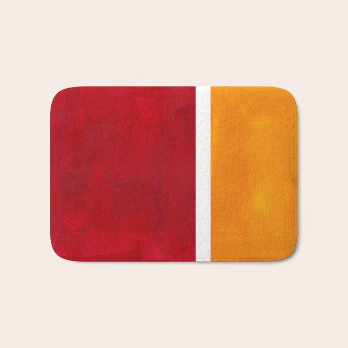 Burnt Red Yellow Ochre Mid Century Modern Abstract Minimalist Rothko Color Field Squares Bath Mat Gallery Image 1