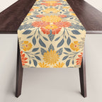 Warm Yellow, Orange & Blue Floral Table Runner Gallery Image 1
